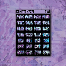 Load image into Gallery viewer, Blue Shatter Go Wild Small Drippy Days of the Week Sticker Sheet