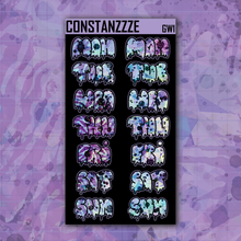 Load image into Gallery viewer, Jumbo Blue Shatter Go Wild Drippy Days of the Week Sticker Sheet