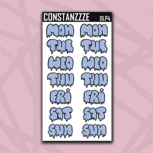 Load image into Gallery viewer, Jumbo Pastel Drippy Days of the Week Sticker Sheet