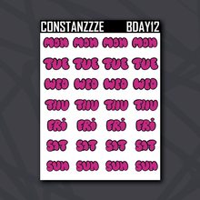 Load image into Gallery viewer, Bubble Letter Days of the Week Sticker Sheet