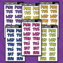 Load image into Gallery viewer, Jumbo Brights Zombie Days of the Week Sticker Sheet