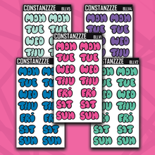 Load image into Gallery viewer, Jumbo Love Zombie Bubble Days of the Week Sticker Sheet