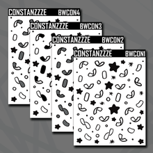 Load image into Gallery viewer, Black and White Celebration Confetti Sticker Sheet