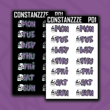 Load image into Gallery viewer, Large Skull Zombie Days of the Week Sticker Sheet