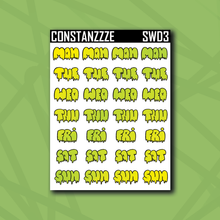 Load image into Gallery viewer, Summer Waves Drippy Days of the Week Sticker Sheet