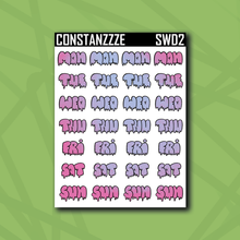 Load image into Gallery viewer, Summer Waves Drippy Days of the Week Sticker Sheet