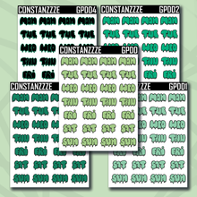 Load image into Gallery viewer, Green Plantchette Drippy Days of the Week Sticker Sheet