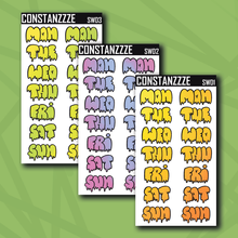 Load image into Gallery viewer, Jumbo Summer Waves Drippy Days of the Week Sticker Sheet