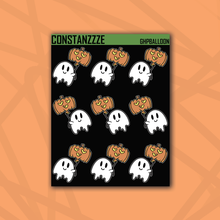 Load image into Gallery viewer, Ghostie with Pumpkin Balloon Sticker Sheet