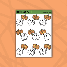 Load image into Gallery viewer, Ghostie with Pumpkin Balloon Sticker Sheet