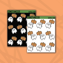 Load image into Gallery viewer, Ghostie with Pumpkin Balloon Sticker Sheet