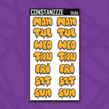 Load image into Gallery viewer, Jumbo Brights Drippy Days of the Week Sticker Sheet