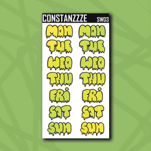 Load image into Gallery viewer, Jumbo Summer Waves Drippy Days of the Week Sticker Sheet