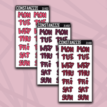 Load image into Gallery viewer, Jumbo Valentines Zombie Days of the Week Sticker Sheet