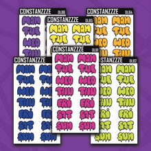 Load image into Gallery viewer, Jumbo Brights Drippy Days of the Week Sticker Sheet