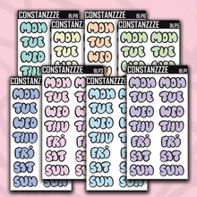 Load image into Gallery viewer, Jumbo Pastel Bubble Days of the Week Sticker Sheet