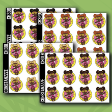 Load image into Gallery viewer, Fun in the Sun Chibi Floatie Sticker Sheet (Dark Skin Tone)