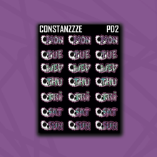 Load image into Gallery viewer, Half Skull Zombie Days of the Week Sticker Sheet