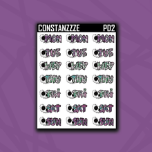Load image into Gallery viewer, Half Skull Zombie Days of the Week Sticker Sheet