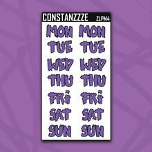 Load image into Gallery viewer, Jumbo Purple Moon Zombie Days of the Week Sticker Sheet