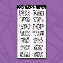 Load image into Gallery viewer, Jumbo Purple Moon Zombie Days of the Week Sticker Sheet