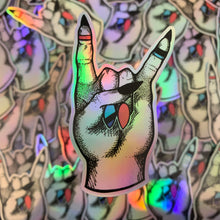 Load image into Gallery viewer, Oopsie Rock On Inked Holographic Vinyl Sticker