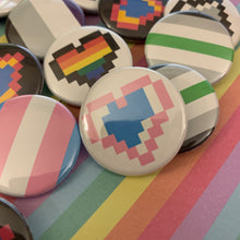 Load image into Gallery viewer, Pride Flag and Pixel Heart Buttons