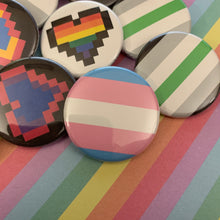 Load image into Gallery viewer, Pride Flag and Pixel Heart Buttons