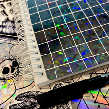 Load image into Gallery viewer, Black Messy Grid Pattern Reusable Sticker Book