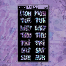 Load image into Gallery viewer, Jumbo Blue Shatter Go Wild Zombie Days of the Week Sticker Sheet