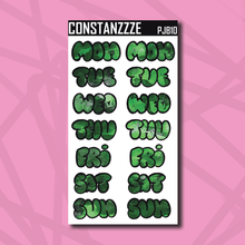 Load image into Gallery viewer, Jumbo Pride Bubble Days of the Week Sticker Sheet