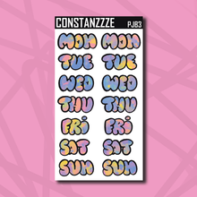 Load image into Gallery viewer, Jumbo Pride Bubble Days of the Week Sticker Sheet