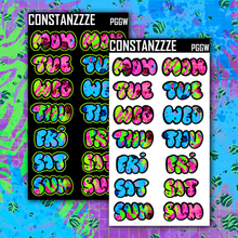 Load image into Gallery viewer, Jumbo Neon Go Wild Bubble Days of the Week Sticker Sheet