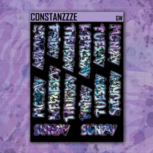 Load image into Gallery viewer, Jumbo Blue Shatter Go Wild Zombie Full Days of the Week Sticker Sheet