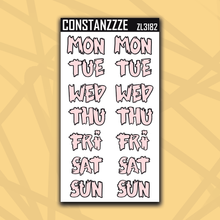 Load image into Gallery viewer, Jumbo 318 Zombie Days of the Week Sticker Sheet