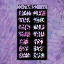 Load image into Gallery viewer, Jumbo Pink Shatter Go Wild Bubble Days of the Week Sticker Sheet