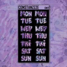 Load image into Gallery viewer, Jumbo Purple Shatter Go Wild Zombie Days of the Week Sticker Sheet