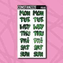 Load image into Gallery viewer, Jumbo Pride Zombie Days of the Week Sticker Sheet