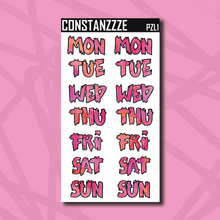 Load image into Gallery viewer, Jumbo Pride Zombie Days of the Week Sticker Sheet