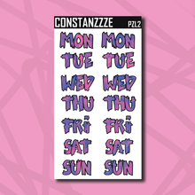 Load image into Gallery viewer, Jumbo Pride Zombie Days of the Week Sticker Sheet