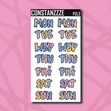 Load image into Gallery viewer, Jumbo Pride Zombie Days of the Week Sticker Sheet