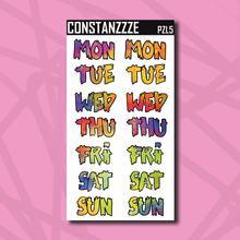 Load image into Gallery viewer, Jumbo Pride Zombie Days of the Week Sticker Sheet