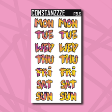 Load image into Gallery viewer, Jumbo Pride Zombie Days of the Week Sticker Sheet