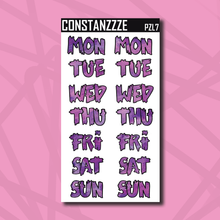 Load image into Gallery viewer, Jumbo Pride Zombie Days of the Week Sticker Sheet