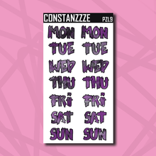 Load image into Gallery viewer, Jumbo Pride Zombie Days of the Week Sticker Sheet