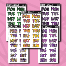 Load image into Gallery viewer, Jumbo Pride Zombie Days of the Week Sticker Sheet