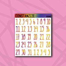 Load image into Gallery viewer, Large Pride Number Sticker Sheet