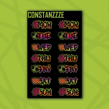 Load image into Gallery viewer, Large Traditional Sally Days of the Week Sticker Sheet