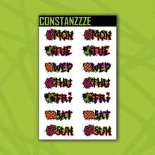 Load image into Gallery viewer, Large Traditional Sally Days of the Week Sticker Sheet