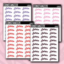 Load image into Gallery viewer, Love Hand Lettered Sticker Sheet (choose your color)